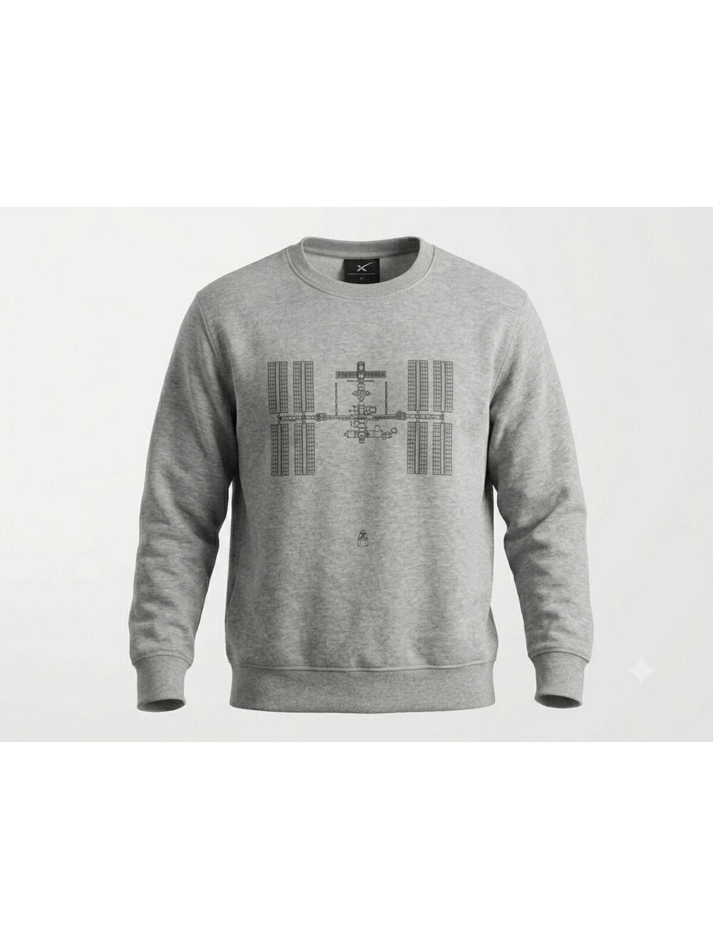 SpaceX ISS Dragon Crewneck Sweatshirt Mens M Heather Grey Space Station EUC